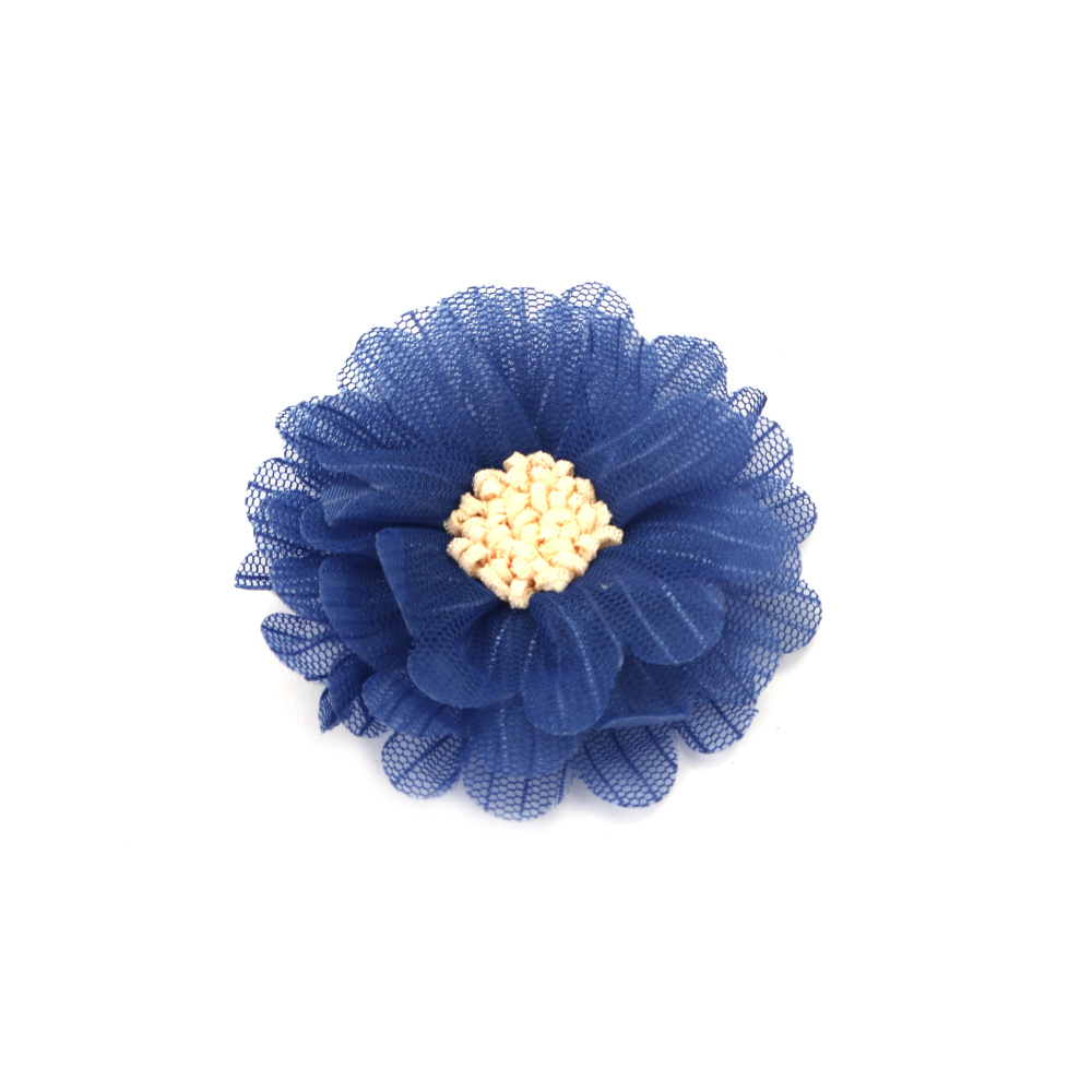 Tulle flori 65 mm culoare albastru - 2 buc