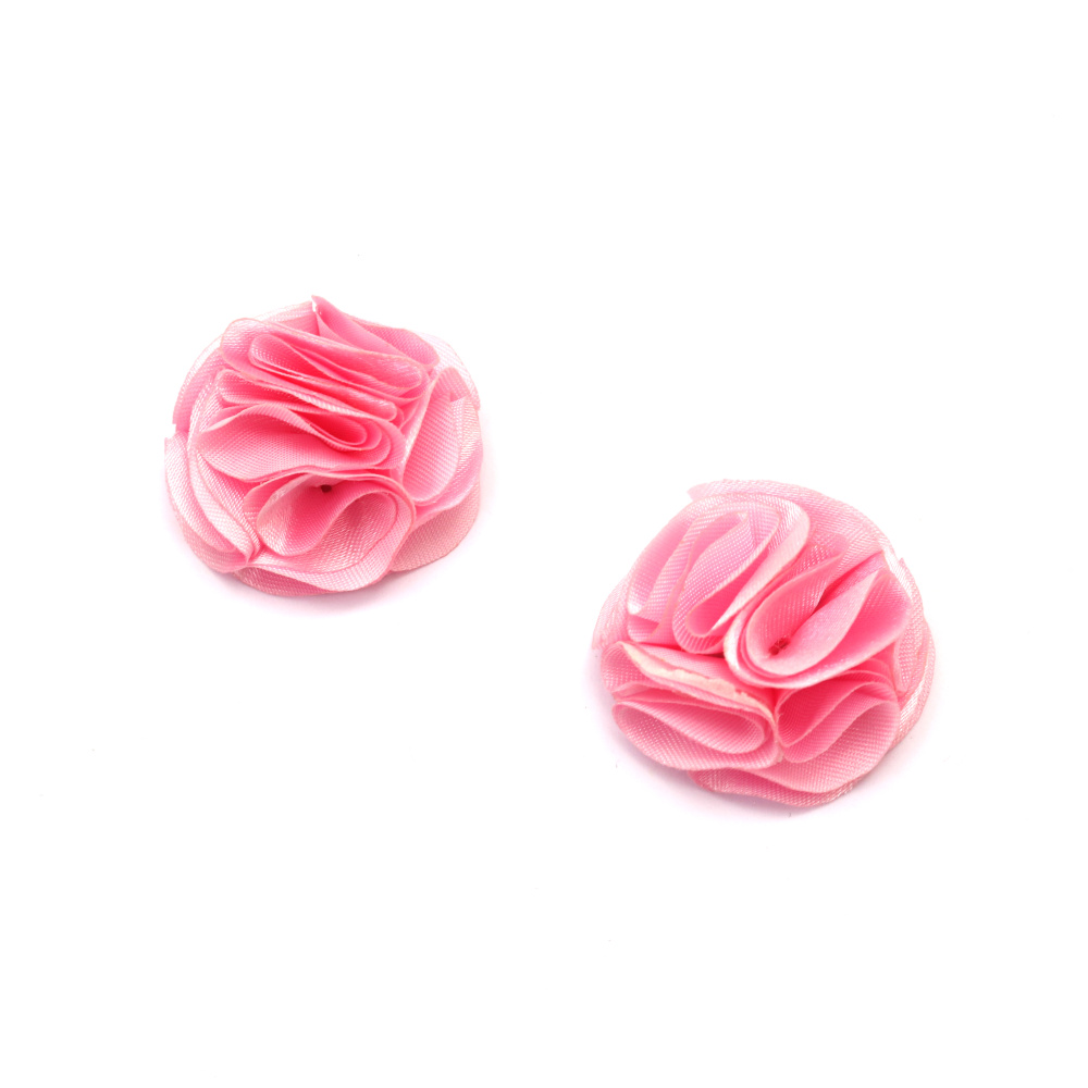 Цвете сатен 35 мм цвят розов -2 броя