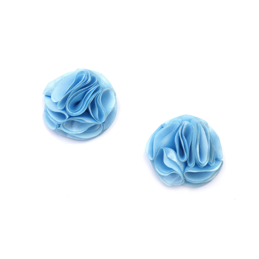 Satin flori 35 mm culoare albastru deschis - 2 bucati
