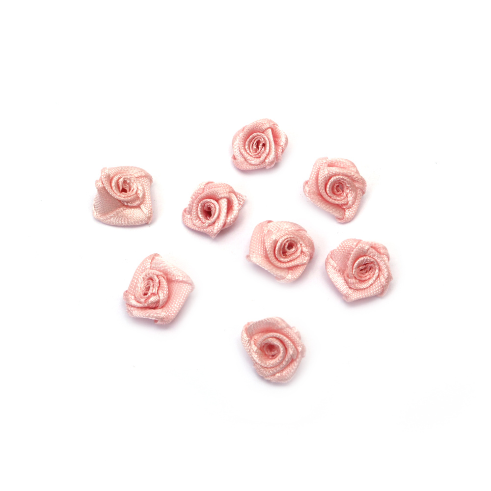 Satin Ribbon Rose Flowers / 11 mm / Rose Ash - 50 pieces