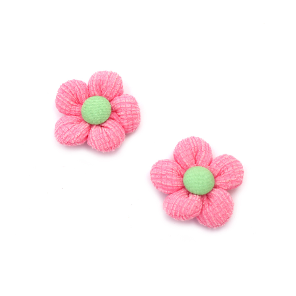 Fabric Flower / 35 mm / Pink - 2 pieces