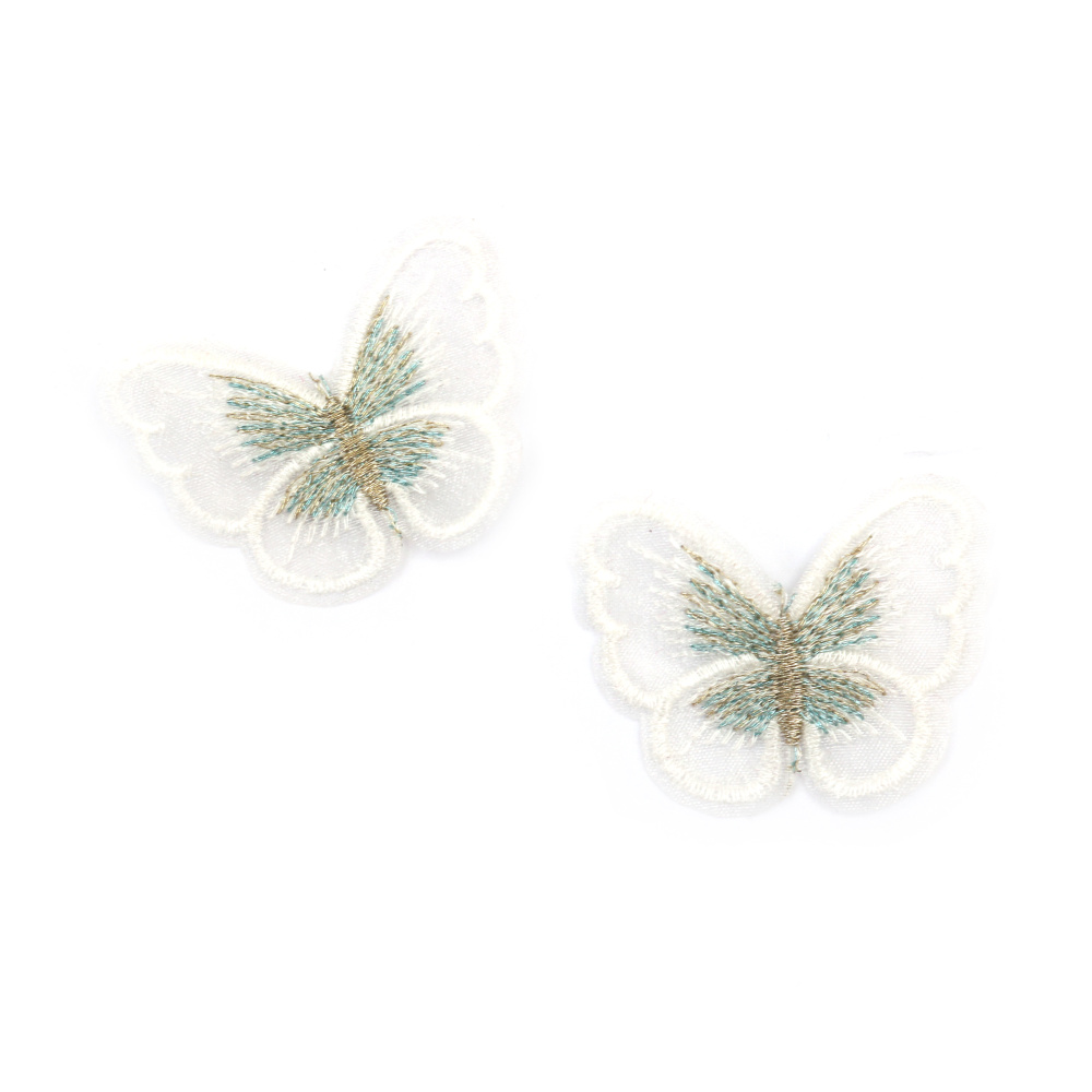 Embroidered Lace Butterfly / 50x40 mm / White - 4 pieces
