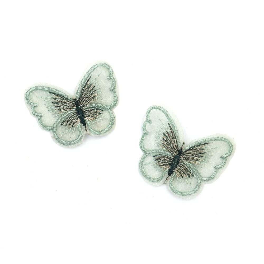 Embroidered Lace Butterfly / 50x40 mm / Green - 4 pieces