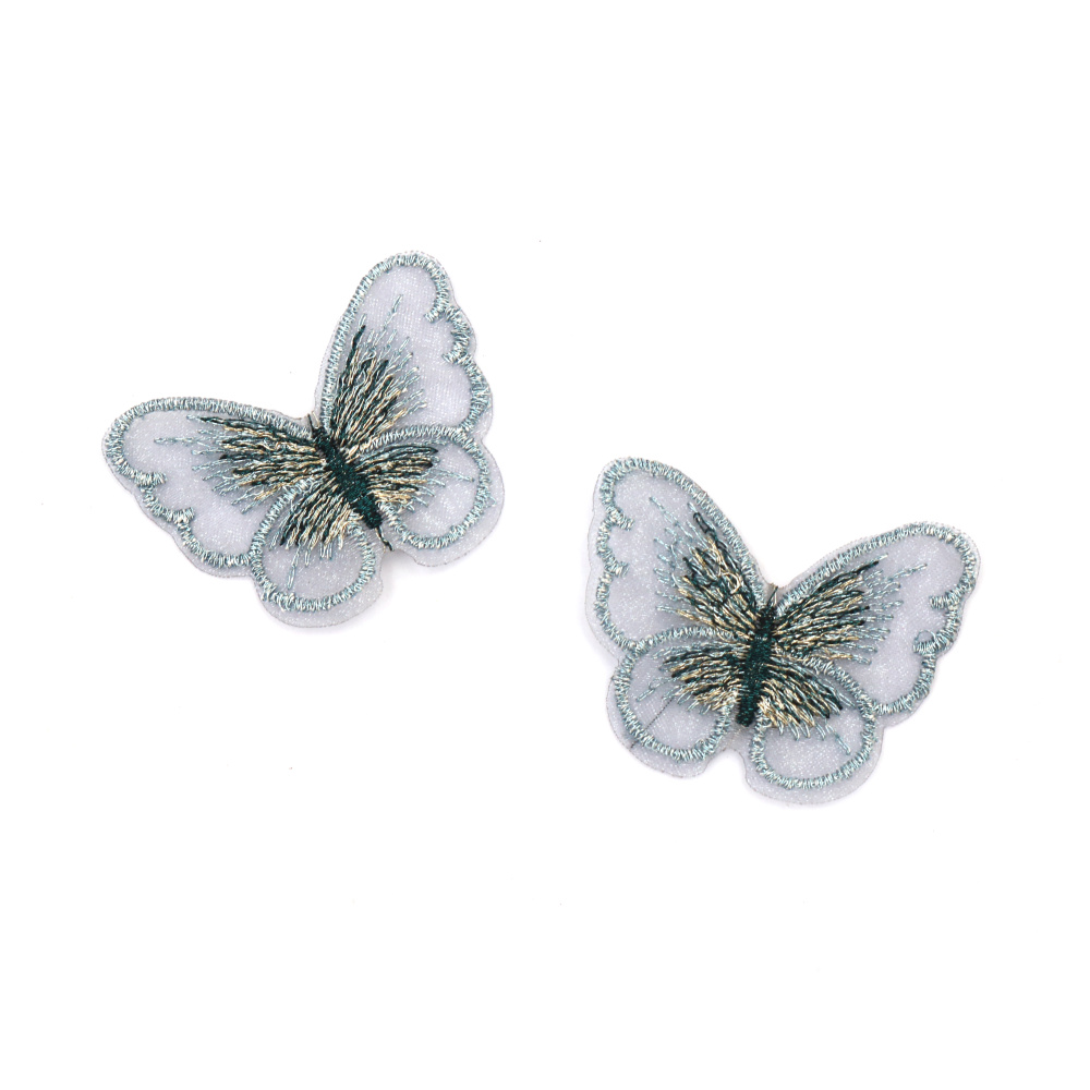Embroidered Lace Butterfly / 50x40 mm / Blue - 4 pieces