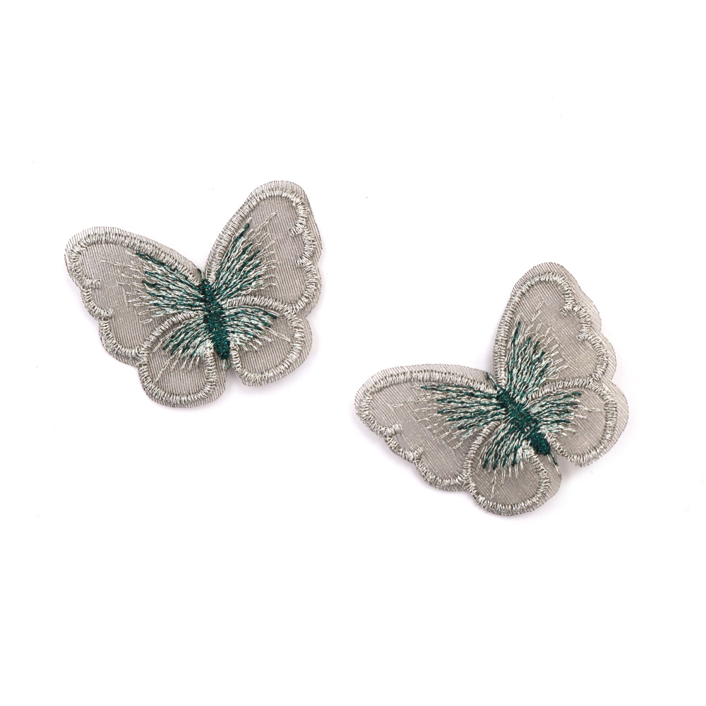Embroidered Lace Butterfly / 50x40 mm / Light Grey - 4 pieces