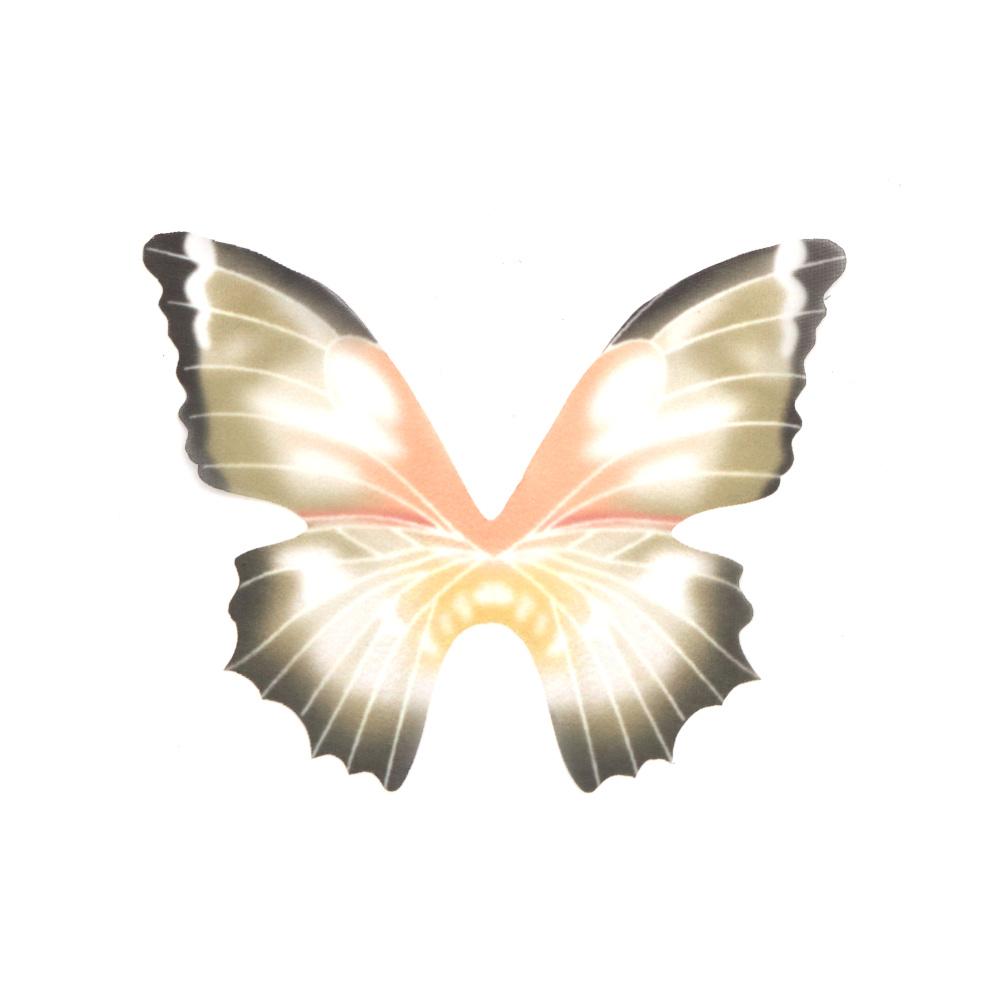 Пеперуда органза за декорация 100x80 мм цвят кафява меланж -5 броя