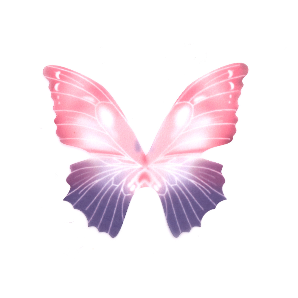 Пеперуда органза за декорация 100x80 мм цвят розов, лилав -5 броя