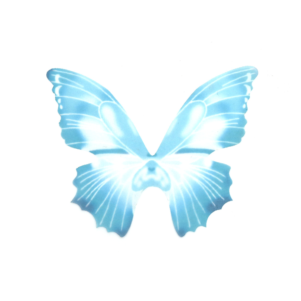 Пеперуда органза за декорация 100x80 мм цвят син -5 броя
