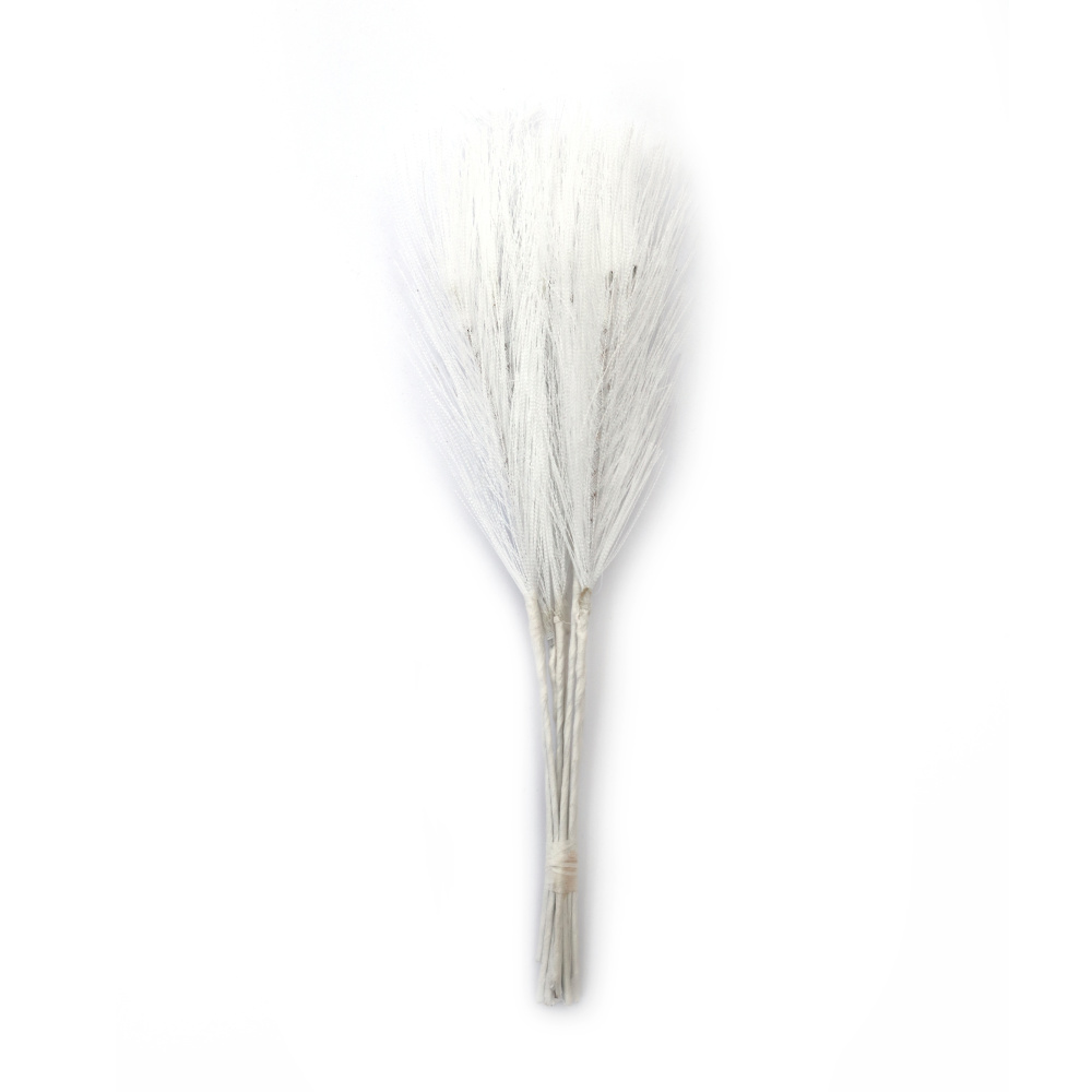 Artificial Feather Branch 180 mm, White Color - 10 pieces
