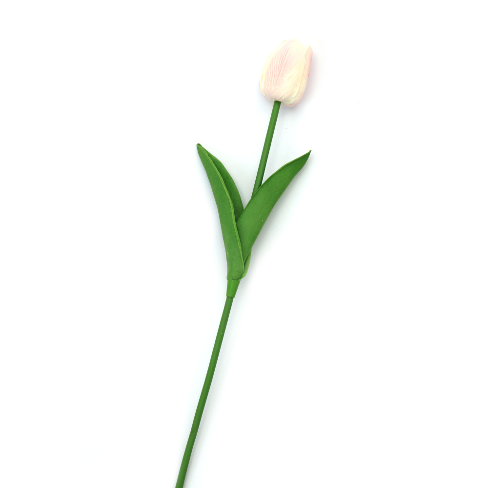 Tulip Stem Made of Rubber and Plastic, 340 mm, White and Pink Blend Color