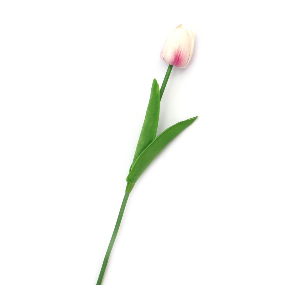 Tulip Stem Made of Rubber and Plastic, 340 mm, White and Purple Mélange Color