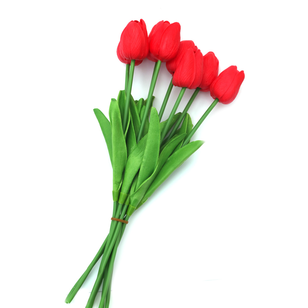 Tulip Stem Made of Rubber and Plastic, 340 mm, Red Color