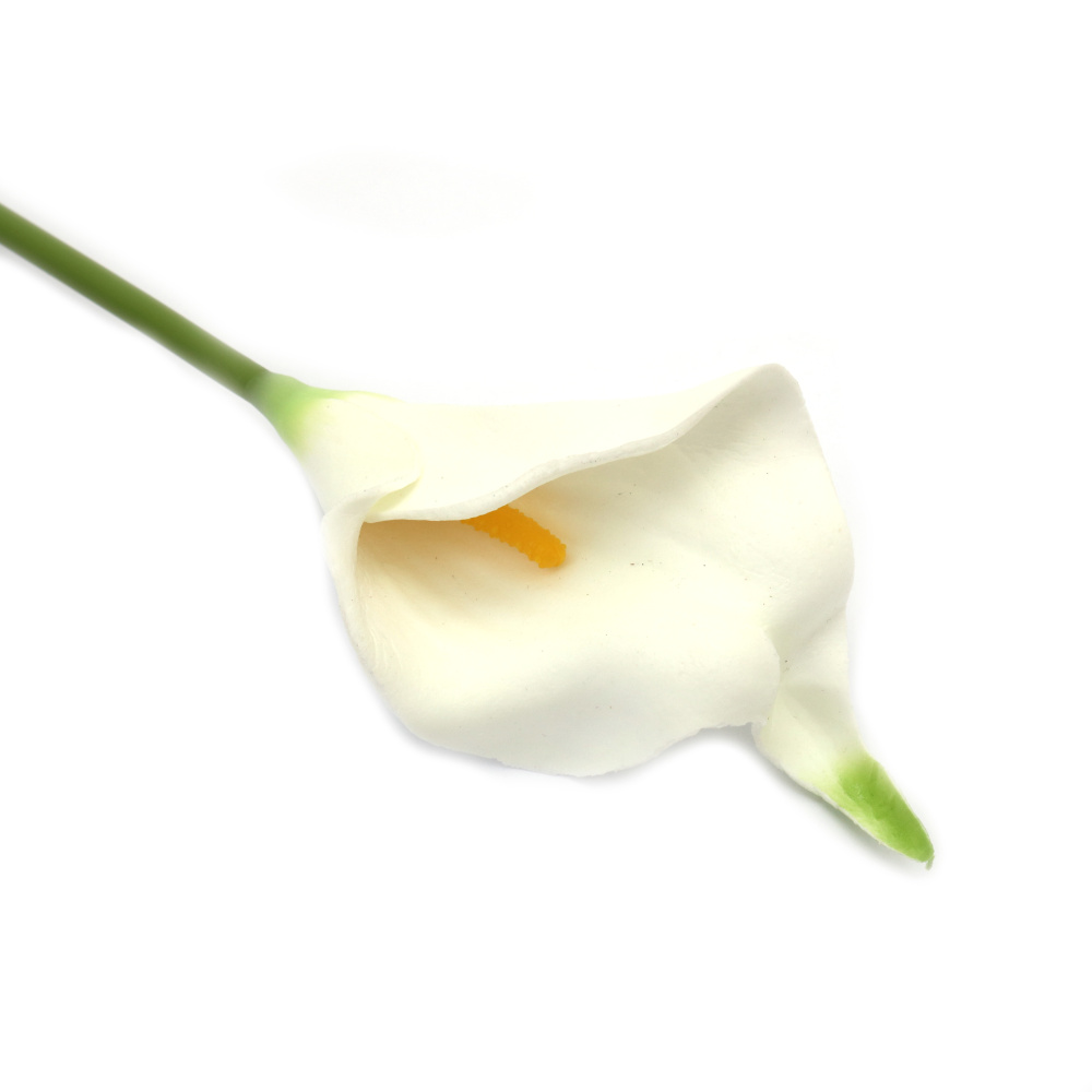 Calla Lily Stem Made of Rubber and Plastic, 340 mm, White and Green Color