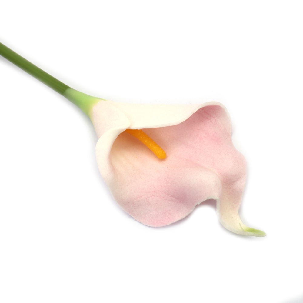 Calla Lily Stem Made of Rubber and Plastic, 340 mm, White, Green, and Pink Mélange Color