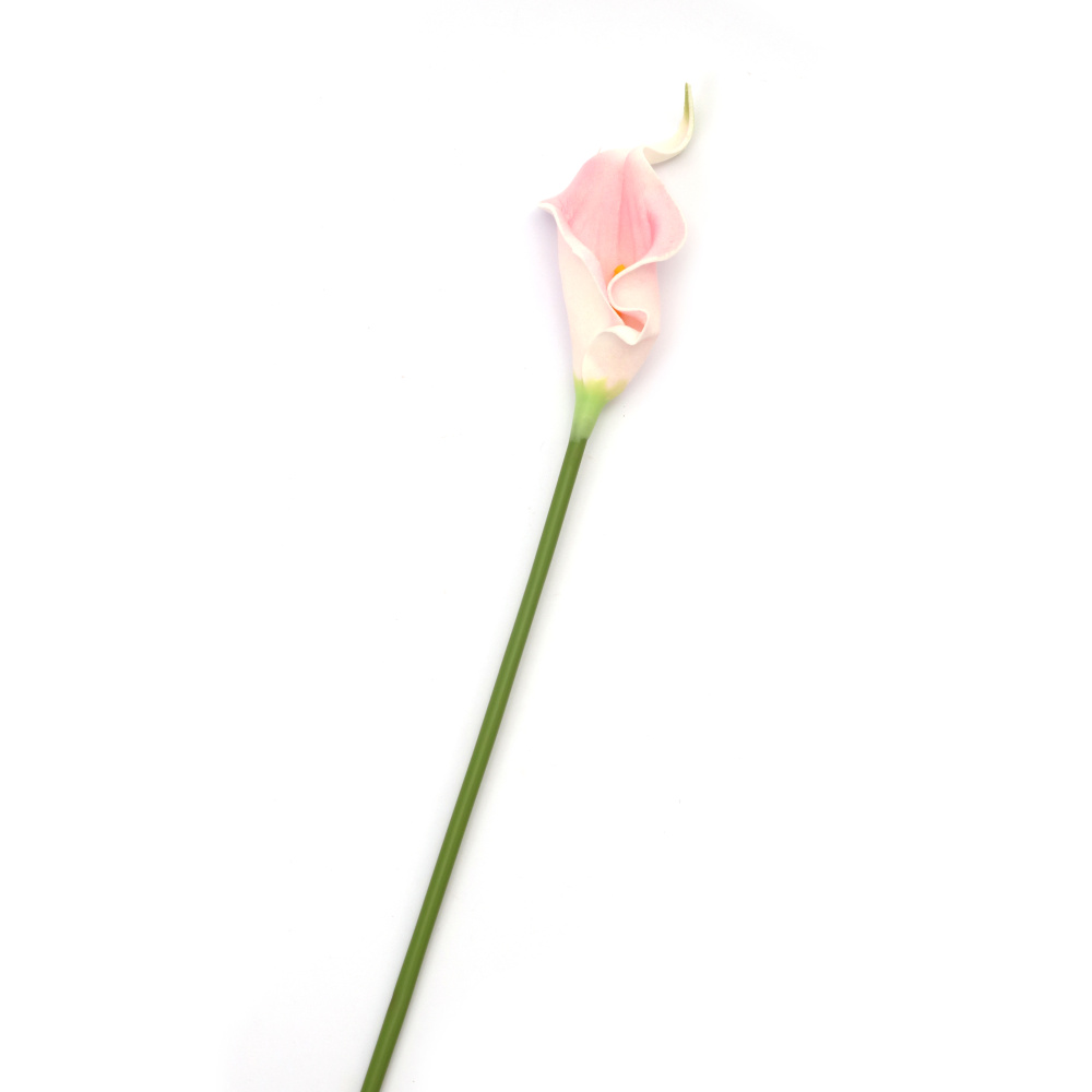 Calla Lily Stem Made of Rubber and Plastic, 340 mm, White, Green, and Pink Mélange Color