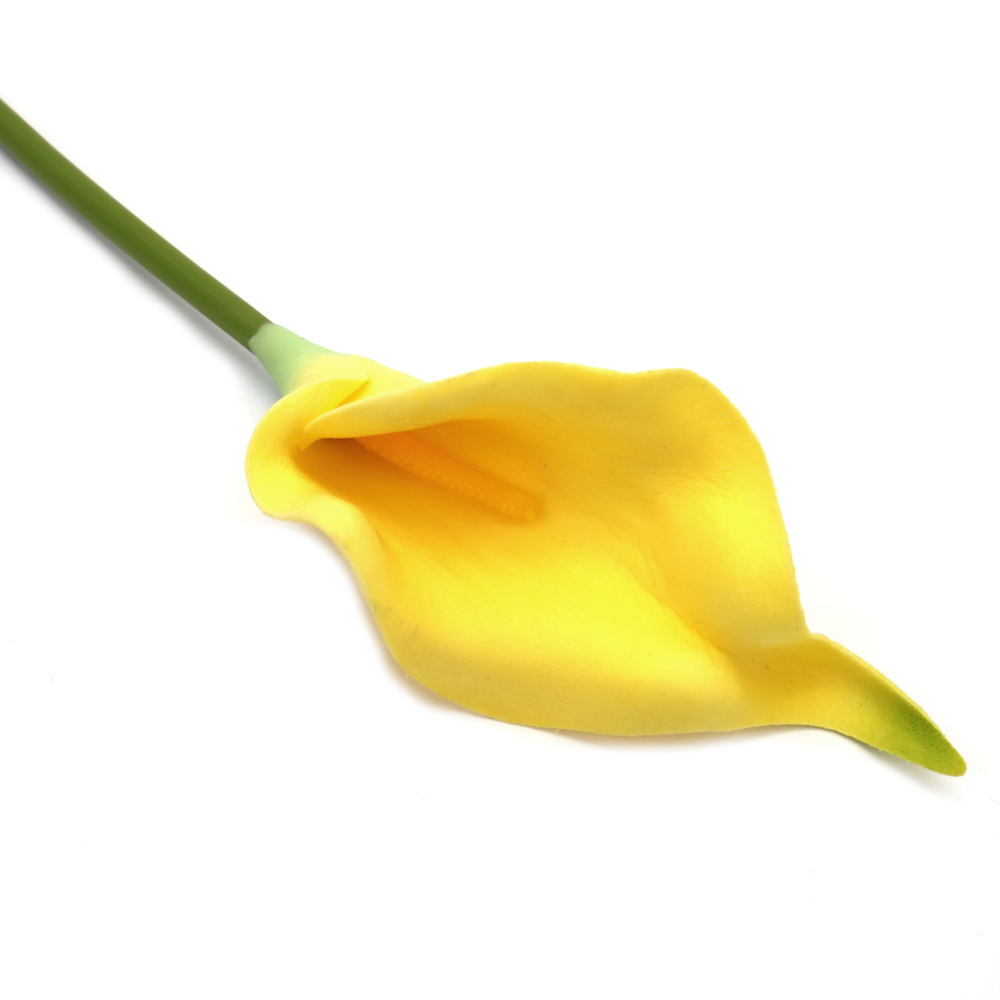 Calla Lily Stem Made of Rubber and Plastic, 340 mm, Yellow Color