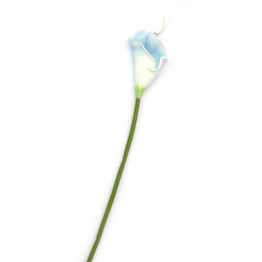 Calla Lily Stem Made of Rubber and Plastic, 340 mm, White and Blue Blend Color