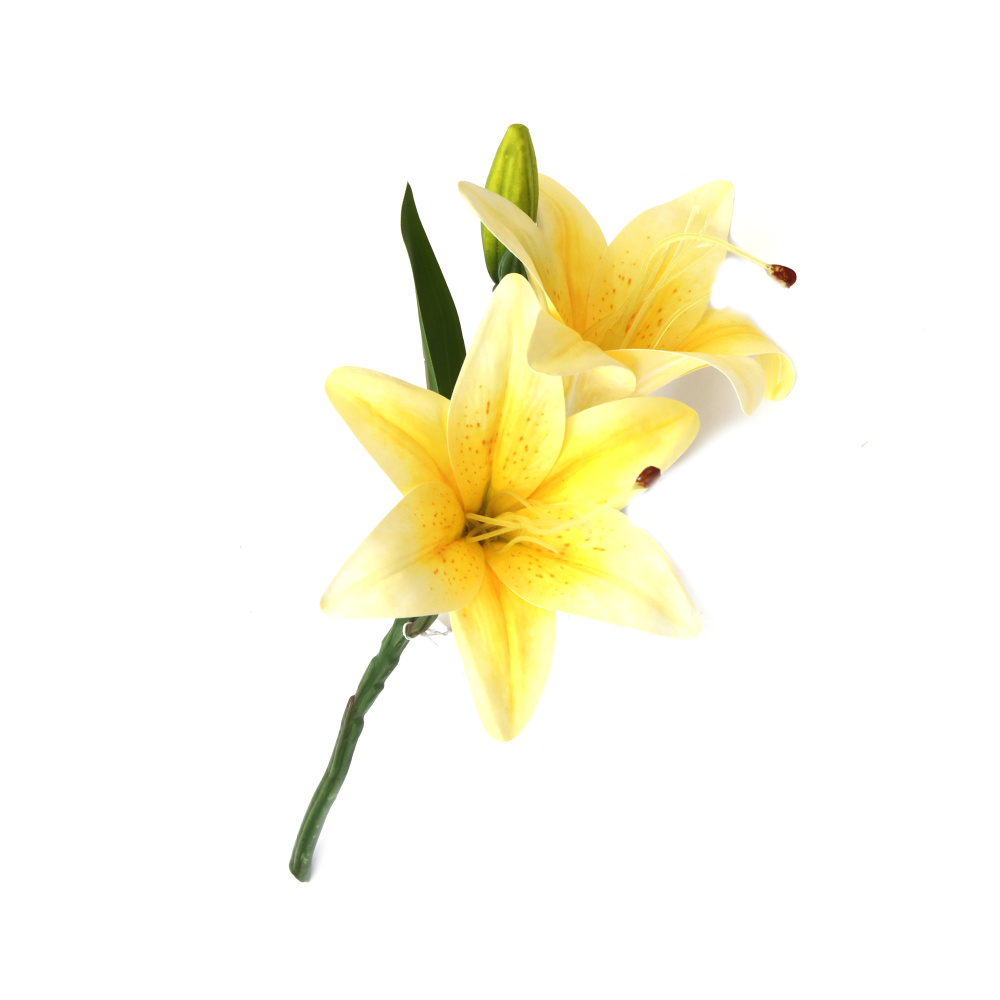 Artificial Lily Stem, 350 mm, Yellow Color