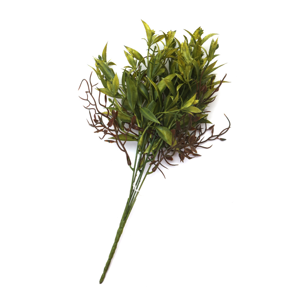 Bouquet Leaves for Decoration, 360 mm, Color: Green and Brown - 5 Stems 