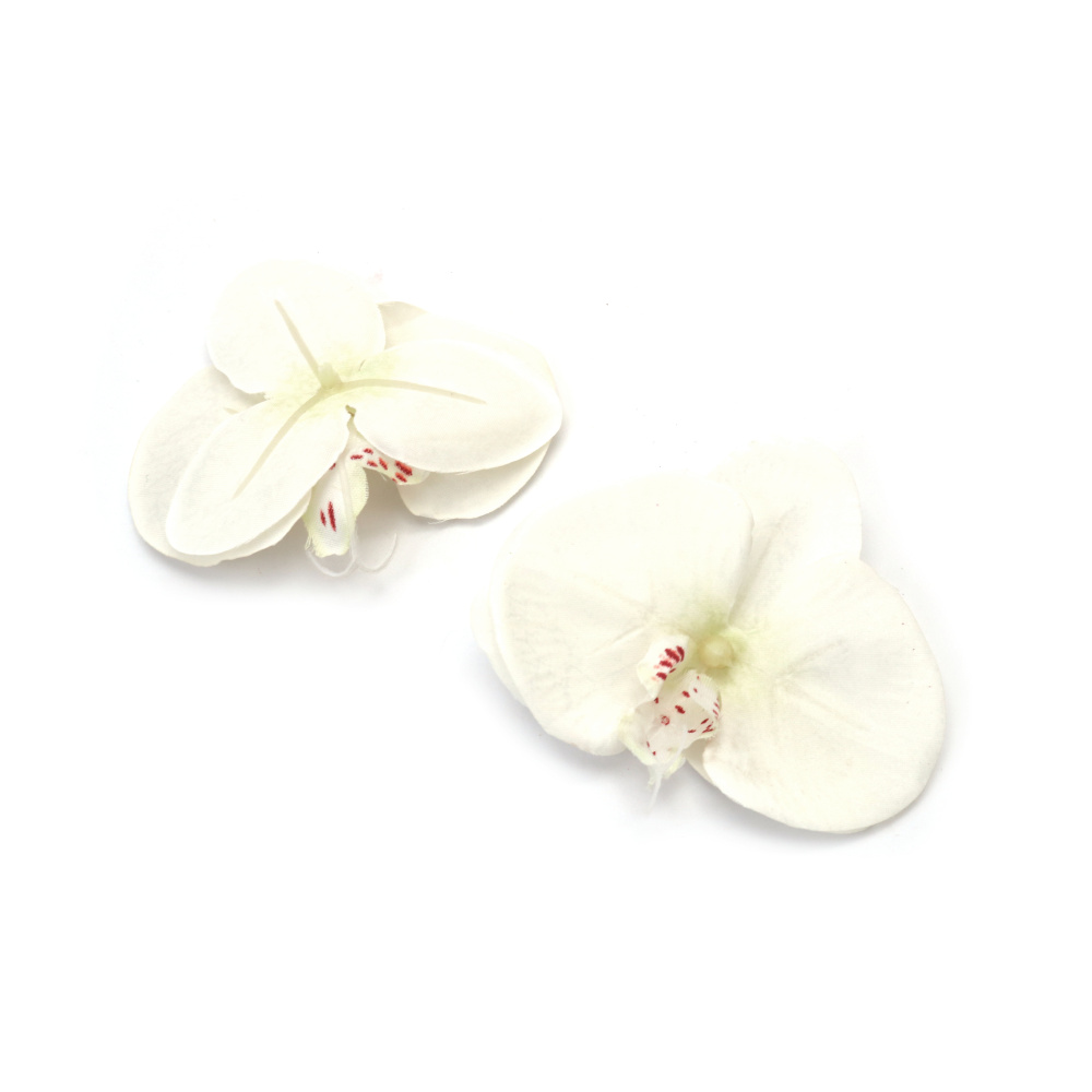 Testa di Fiore di Orchidea con Gambo per Montaggio, Bianco, 100 mm – 2 Pezzi per Fai da Te, Decorazioni Matrimonio, Bouquet, Centrotavola, Accessori per Capelli e Scrapbooking