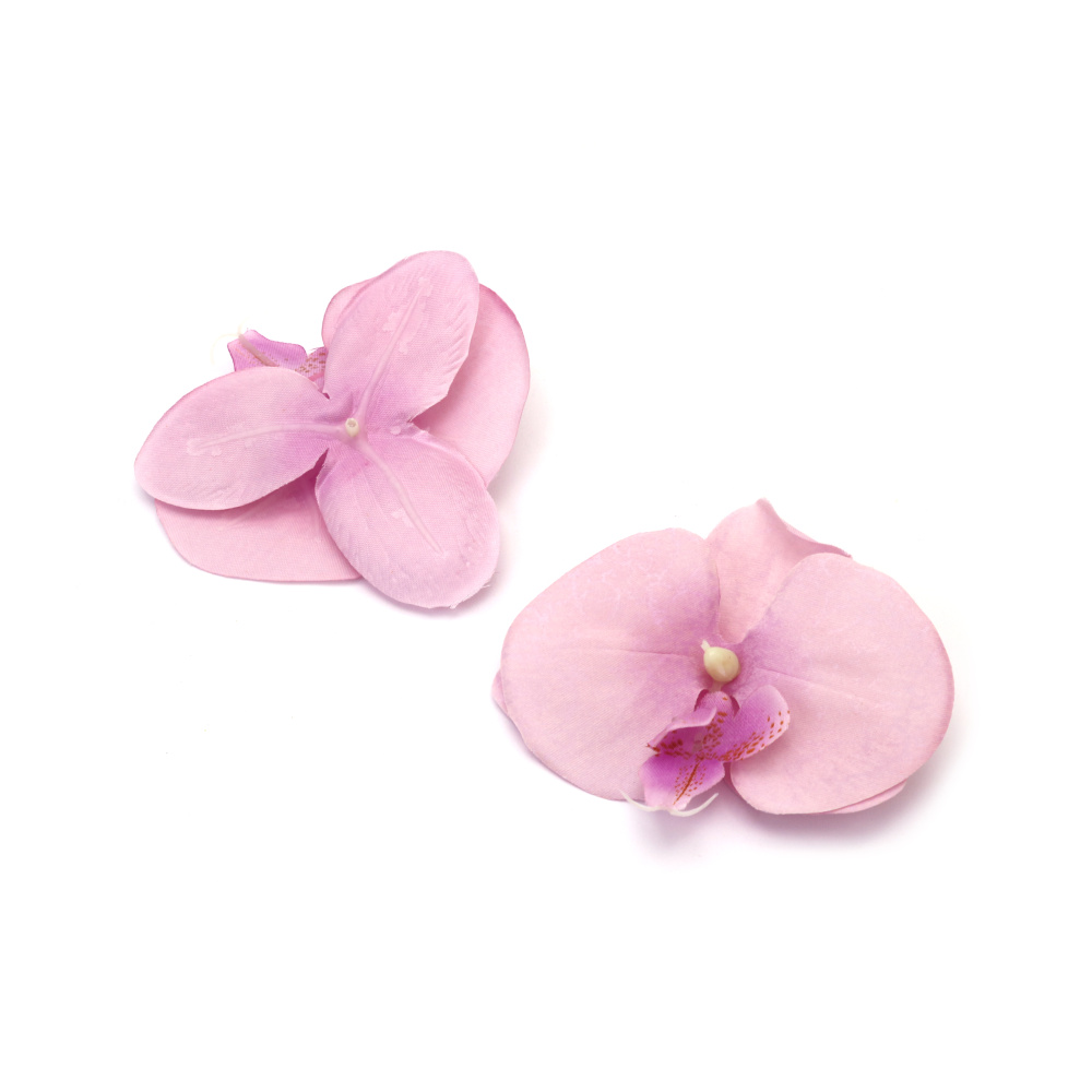 Testa di fiore di orchidea con stelo per fissaggio, diametro 100 mm, lilla chiaro - 2 pezzi