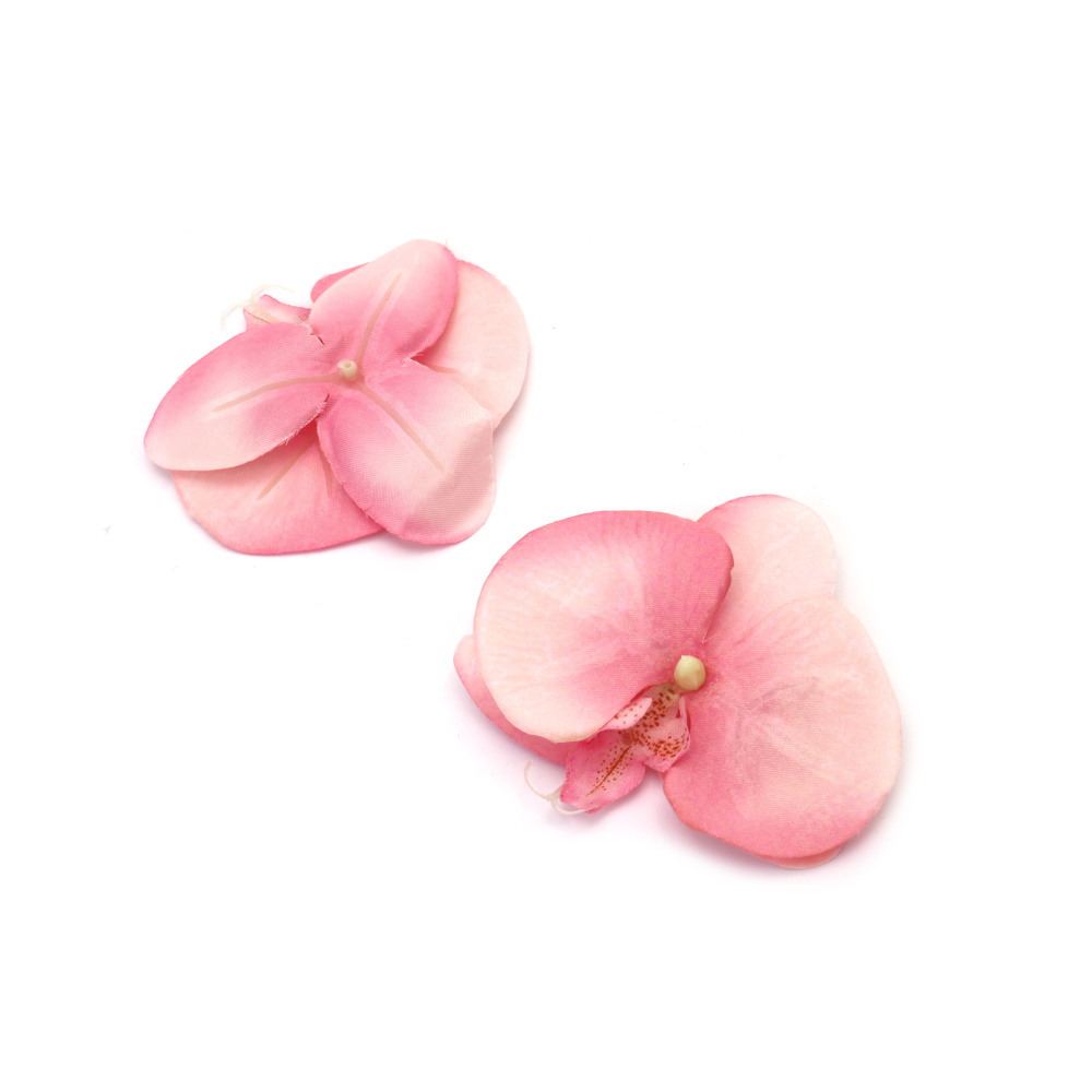 Testa di fiore di orchidea con stelo per il montaggio fai-da-te, 100 mm, rosa - 2 pezzi