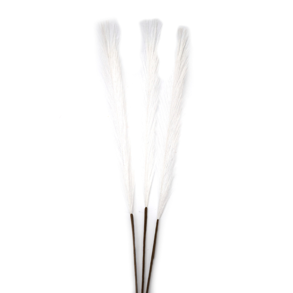 Creangă de iarbă de pampas pentru decor 460 mm culoare albă - 3 bucăți