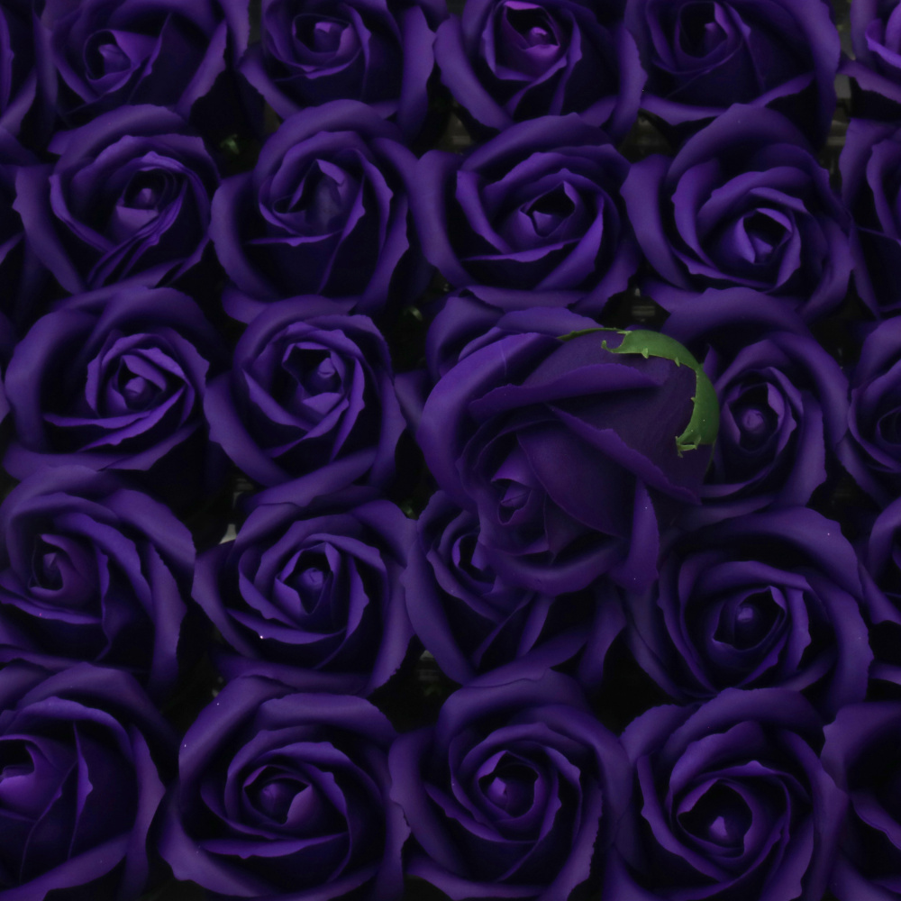 Elegant Dark Purple Scented Soap Rose 50 mm – Perfect for Romantic Gifts, Floral Arrangements & Home Décor
