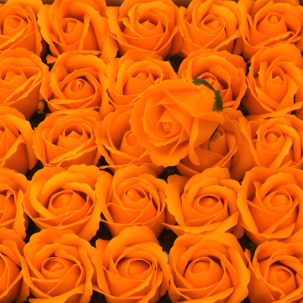 Bright Orange Scented Soap Rose 50 mm – Perfect for Cheerful Gifts, Festive Bouquets & Home Dеcor
