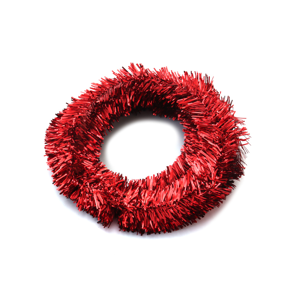 Ghirlandă de Crăciun pentru decor, culoare roșu strălucitor, 3,5 cm ~ 5 metri