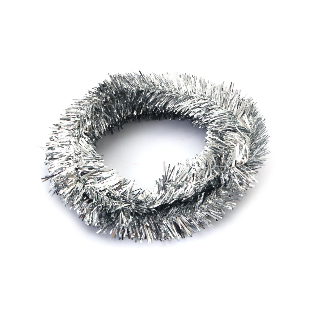 Ghirlandă de Crăciun pentru decor, culoare alb strălucitor, 3,5 cm ~ 5 metri