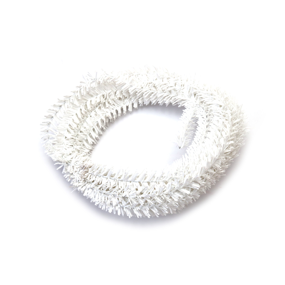 Ghirlandă de Crăciun decorativă, culoare albă, lățime 1,5 cm ~5 metri