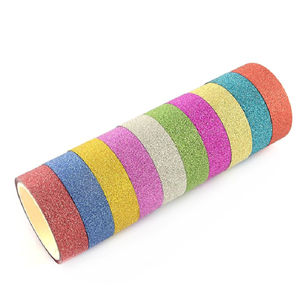 Self-adhesive Textile Tape with Glitter / 14 mm / ASSORTED Colors - 3 meters