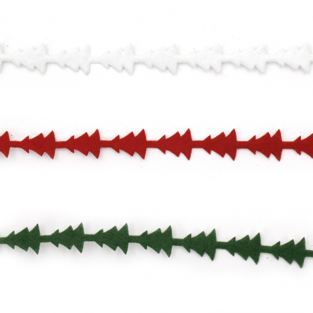 Лента текстил 10 мм самозалепваща мотив КОЛЕДА елхи АСОРТЕ цветове -1.82 метра