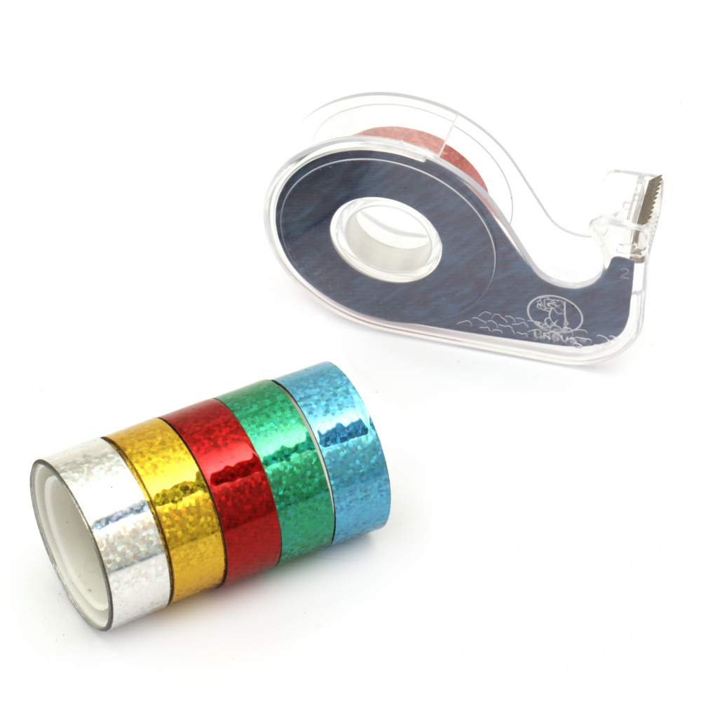 URSUS Holographic Self-adhesive Tapes, with Roller, 6 colorsx2 meters