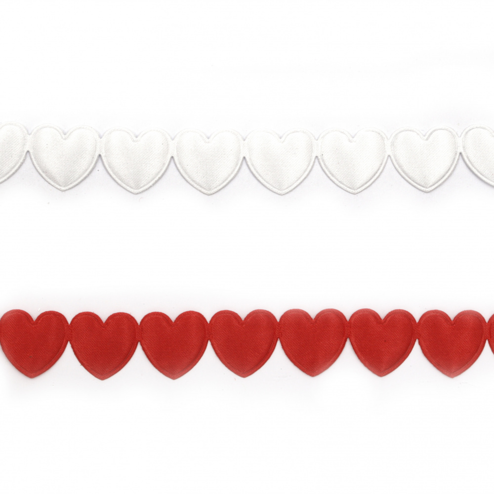 Ribbon satin hearts 16 mm assorted colors -1.80 meters