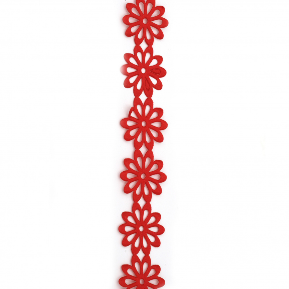 Ribbon satin flower 40 mm color red -3 meters