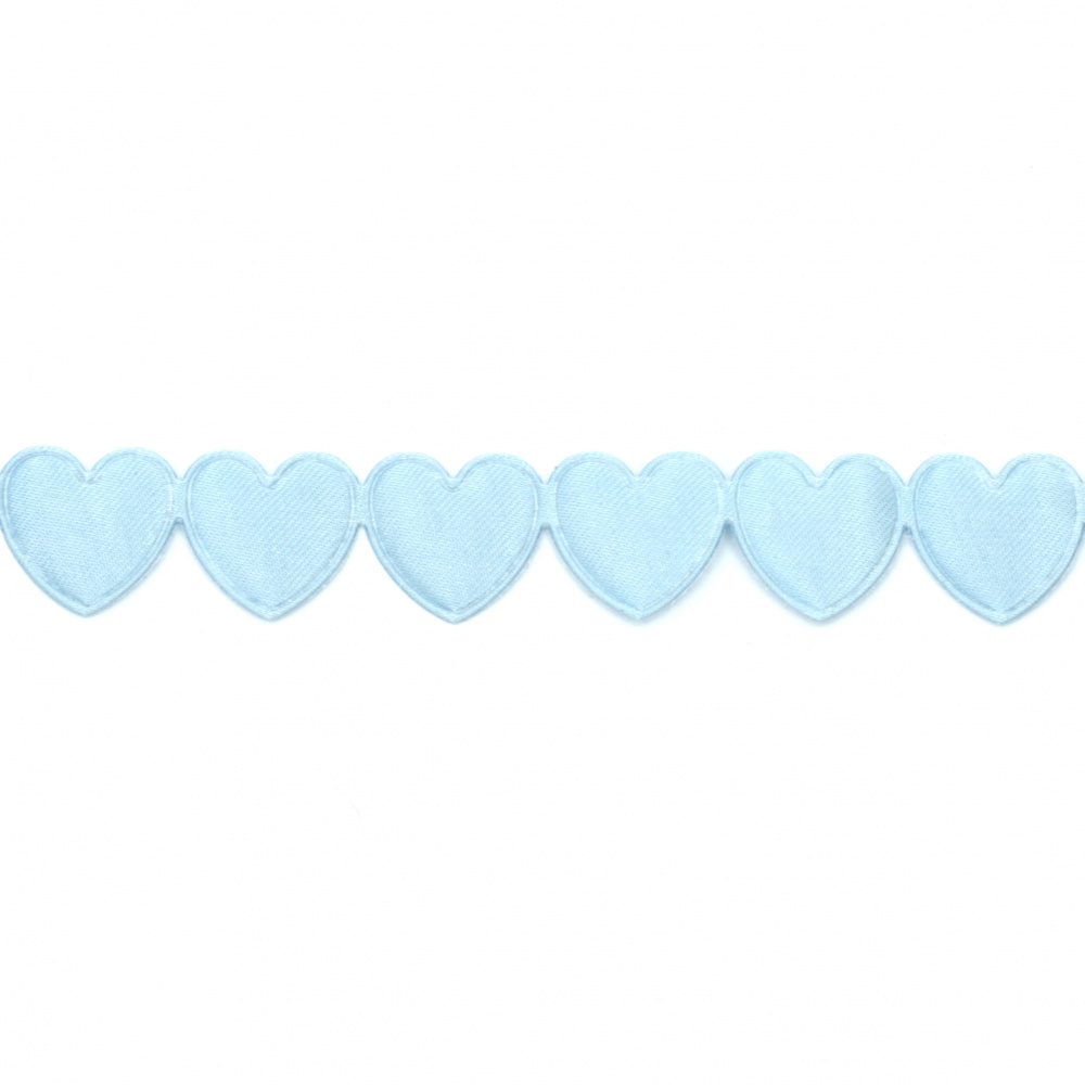 Ribbon Satin 18 mm hearts color light blue -3 meters