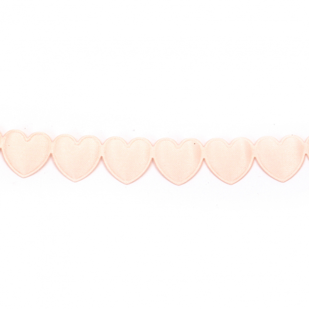 Ribbon Satin Hearts18 mm color pale pink -3 meters