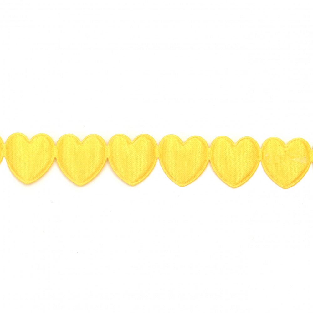 Satin Hearts Ribbon 18 mm  color yellow -3 meters