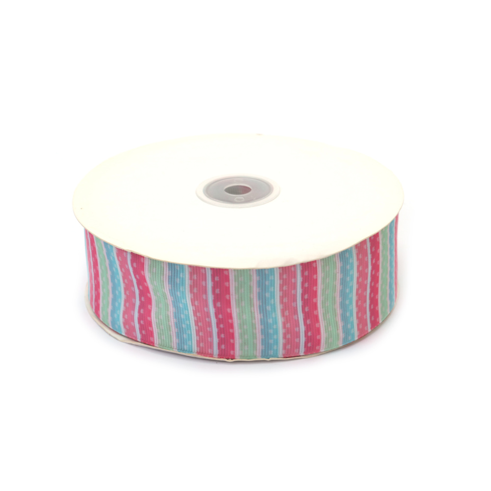 Cinta grosgrain satinada con rayas verticales en colores vivos, 40 mm x 2 m