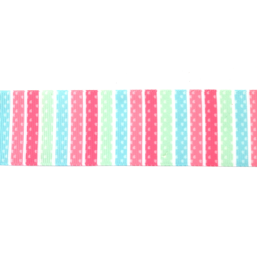 Cinta grosgrain satinada con rayas verticales en colores vivos, 40 mm x 2 m