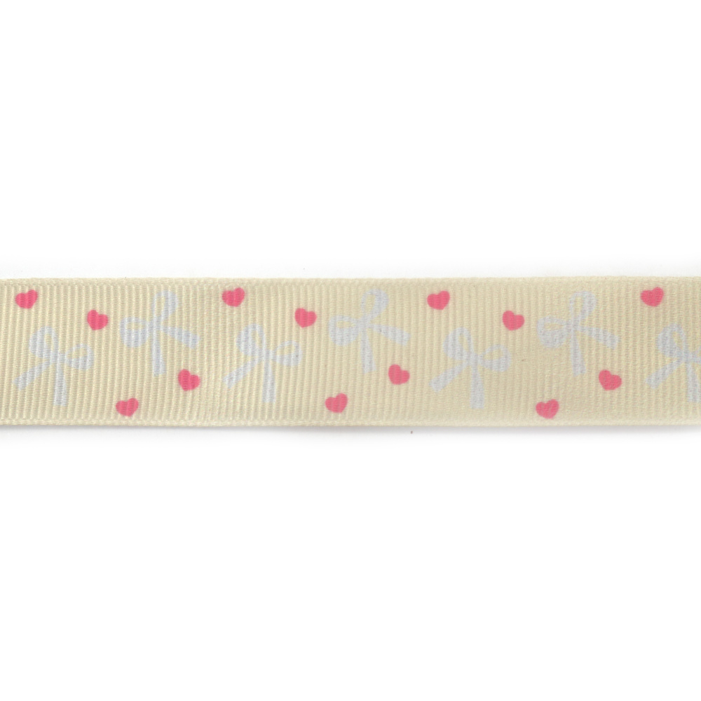 Grosgrain-Ripsband 25 mm, hellgelb mit kleinen Herzchen – 3 m Dekoband & Geschenkband zum Basteln