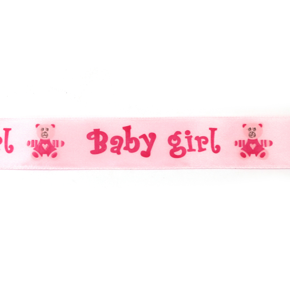 Nastro di raso rosa 25 mm con scritta “Baby Girl“ – 3 m