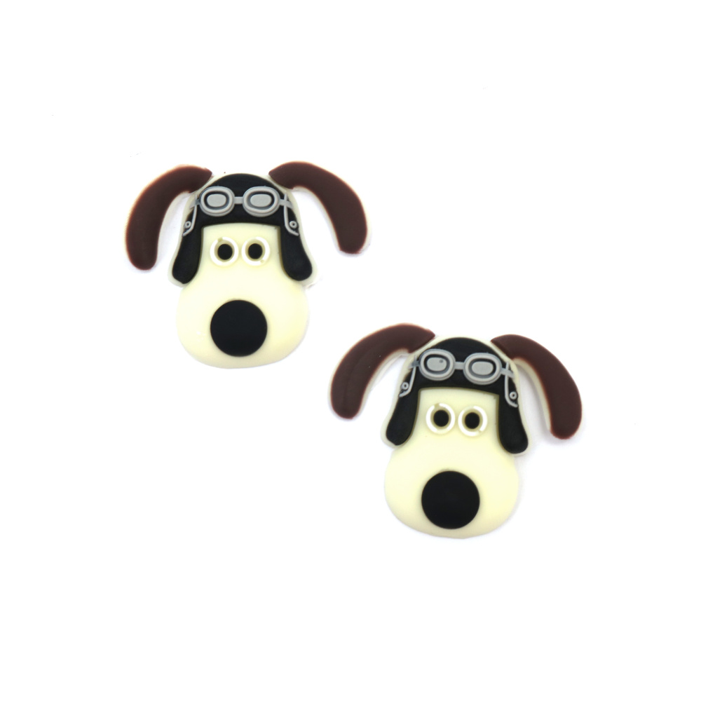 Rubber Figure, 45x39x6.5 mm, Dog Pilot - 10 Pieces