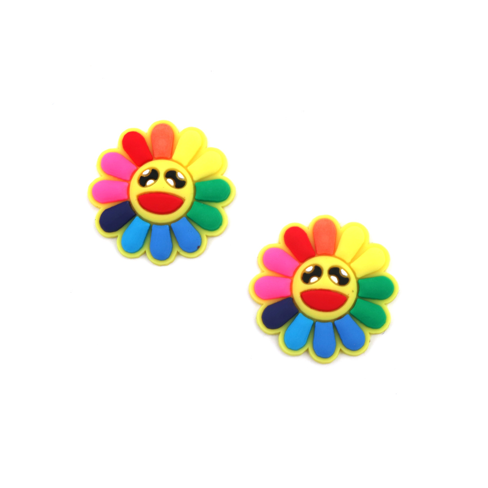 Rubber Figurine, 30x30x4 mm, Flower - Set of 10