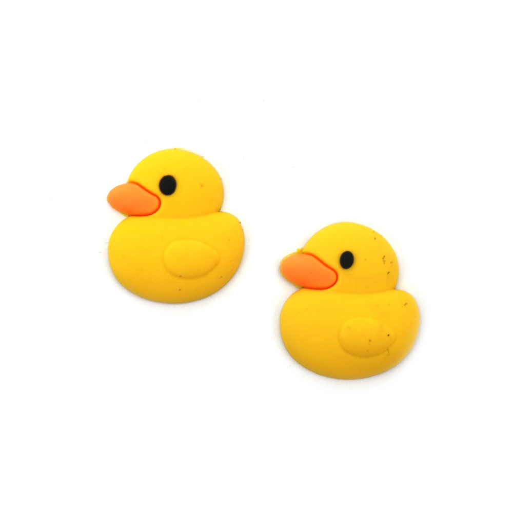 Rubber Figurine, 27x30x5 mm, Duck, Yellow - Set of 10