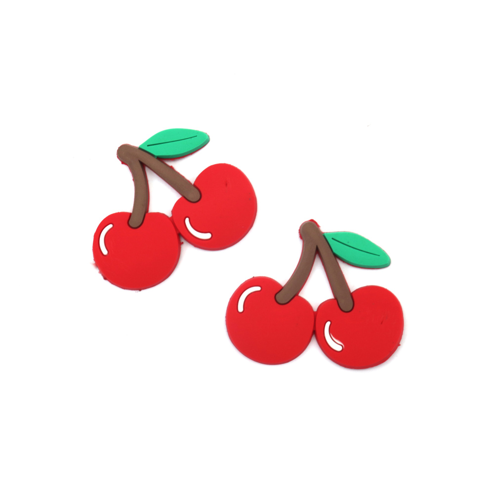 Rubber Figurine, 50x40x2 mm, Cherries, Red - Set of 5