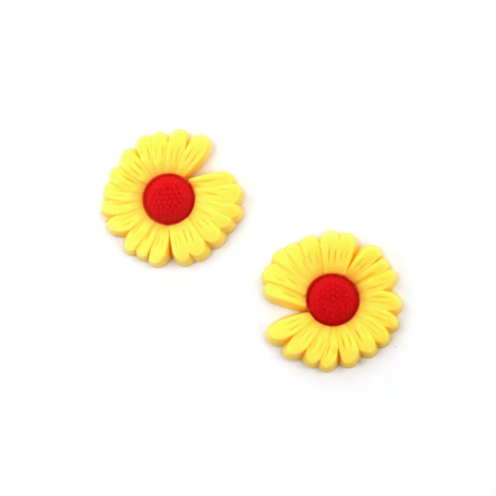 Rubber Figurine, 20x20x4 mm, Flower, Yellow - Set of 10