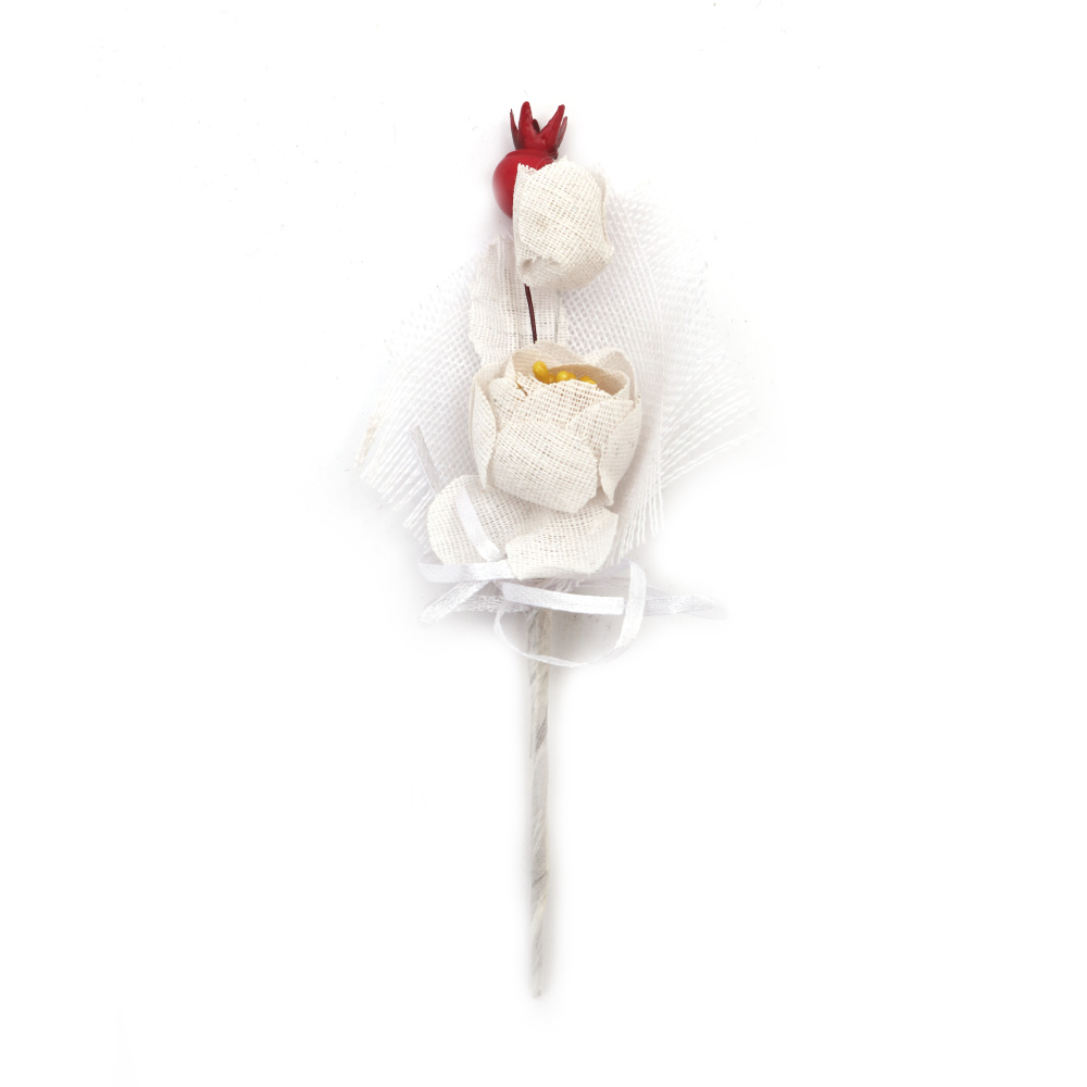 Burlap Flower for Decoration,  Suitable for Boutonniere / 80x170 mm - 1 piece